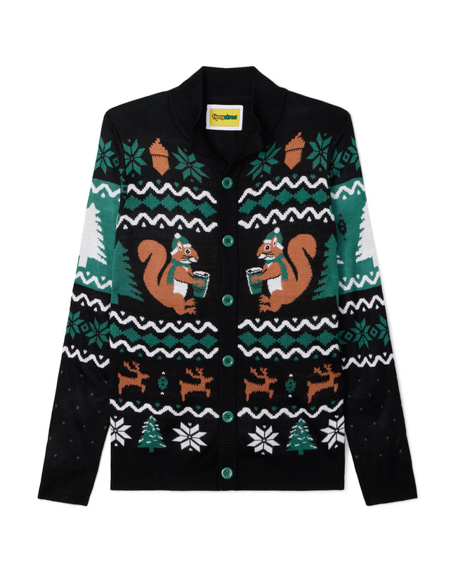 Men's Nutty Noel Ugly Christmas Cardigan Sweater