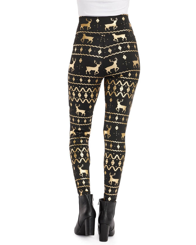Sort og Guld Fair Isle Høj Talje Leggings