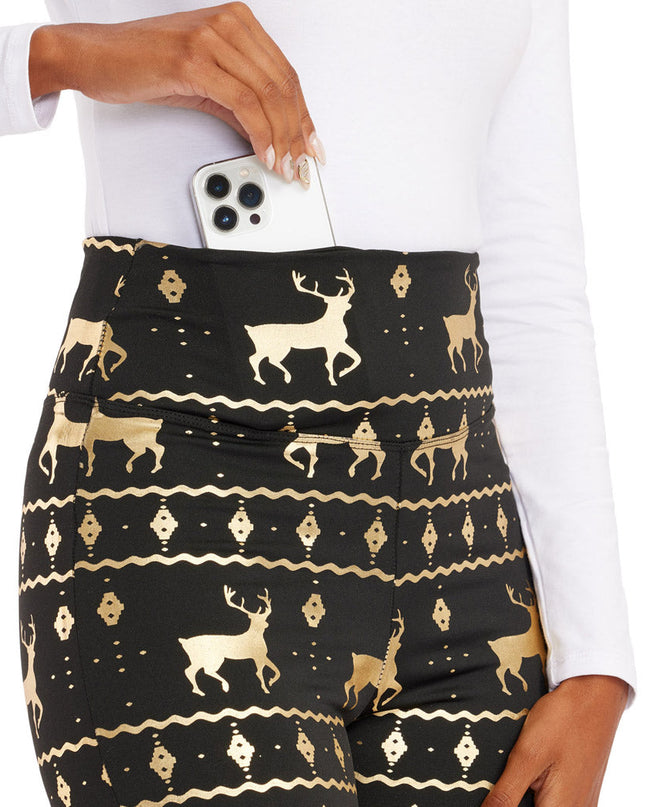 Sort og Guld Fair Isle Høj Talje Leggings
