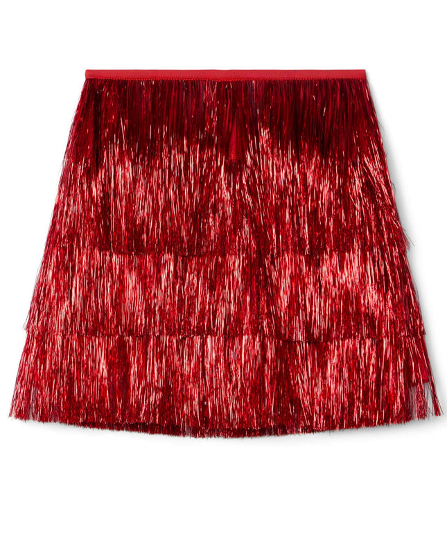 Women's Red Tinsel Fringe Shorts