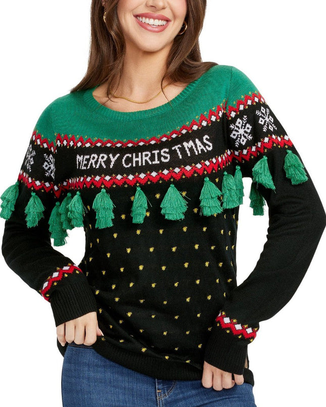 Women's Christmas Tree Tassel Ugly Christmas Sweater