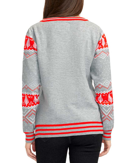 Women's Sequin Rudolph Light Up Ugly Christmas Sweater