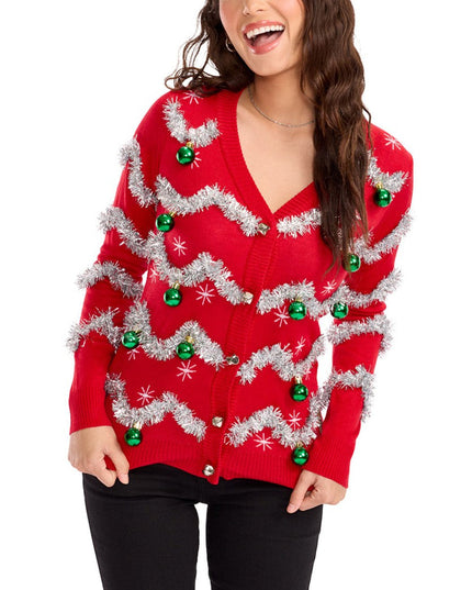 Women's Tinsel Ugly Christmas Cardigan Sweater