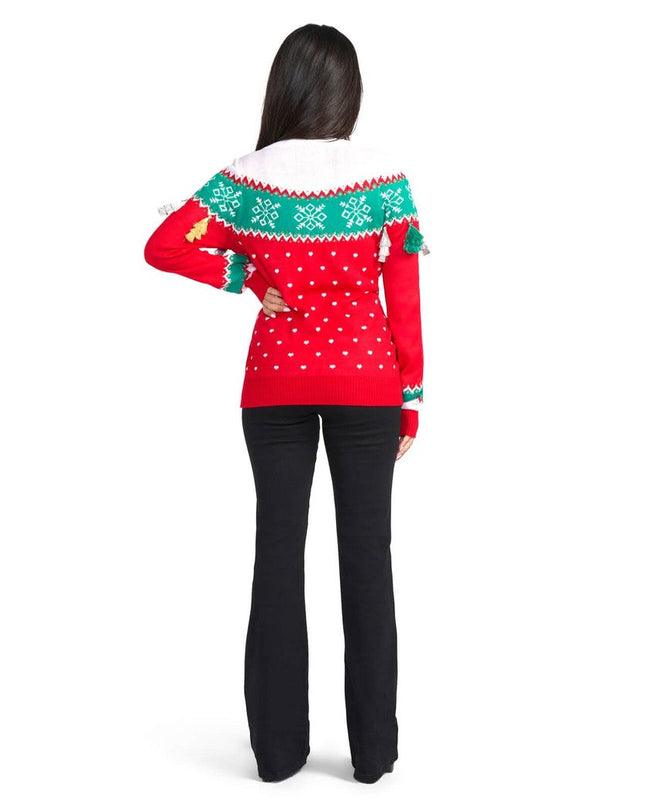 Kvinders Feliz Navidad Frynse Grimasse Jule Sweater