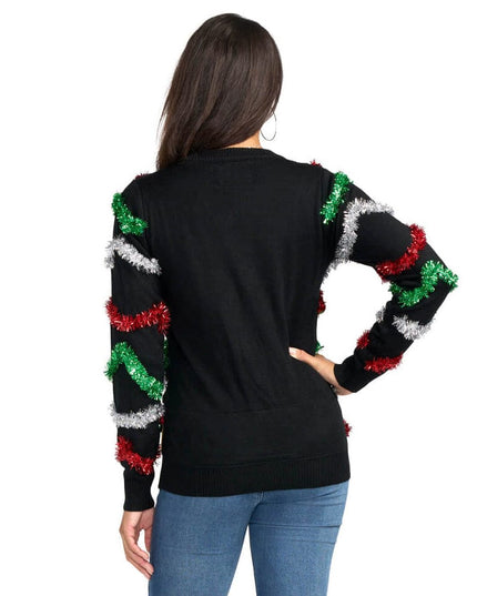 Women's Midnight Garland Light Up Christmas Cardigan Sweater