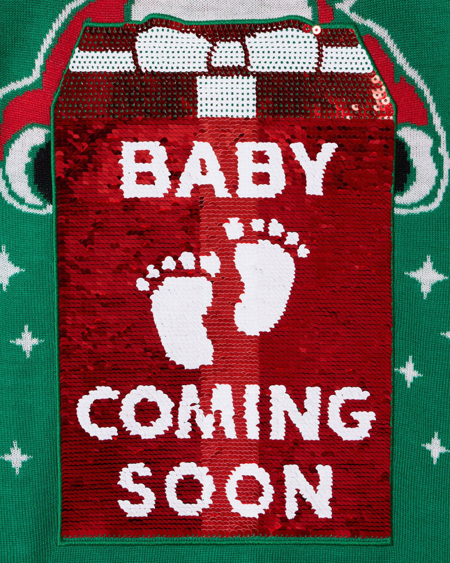 Kvinders Big Reveal Vendbar Paillet Maternity Juletrøje