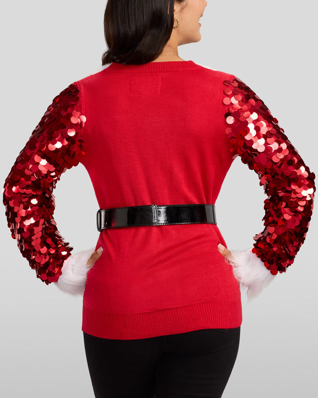 Women's Sassy Santa Christmas Cardigan Sweater