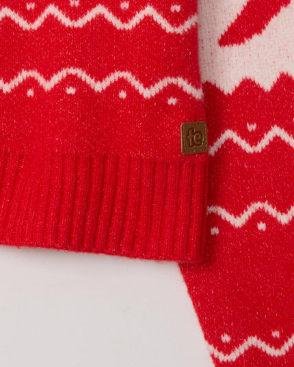 Women's Cozy Knit Bow Cropped Christmas Sweater