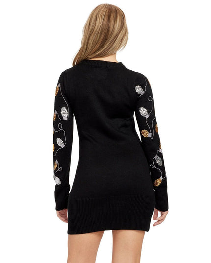Women's Christmas Light Strand Sequin Sweater Dress