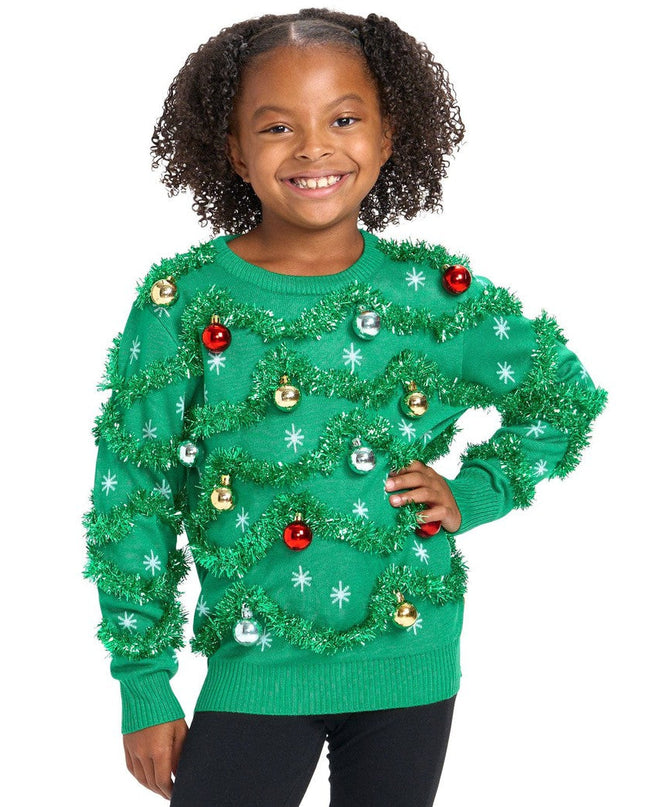 Girl's Gaudy Garland Ugly Christmas Sweater