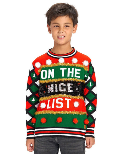 Drengs Naughty or Nice Vendbar Paillet Grim Christmas Sweater
