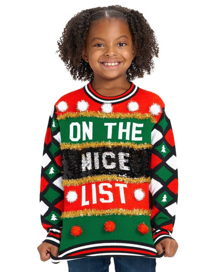 pigers Naughty or Nice Reversible Sequin Ugly Christmas Sweater