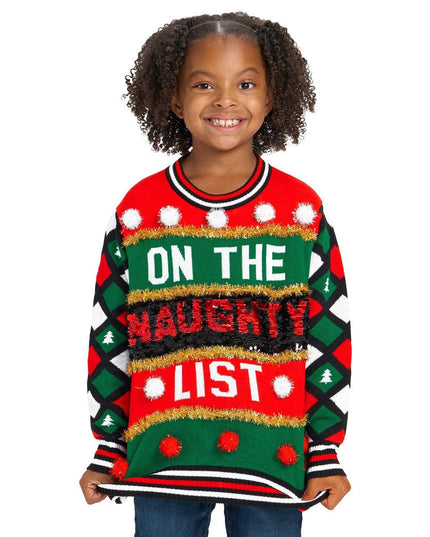 pigers Naughty or Nice Reversible Sequin Ugly Christmas Sweater