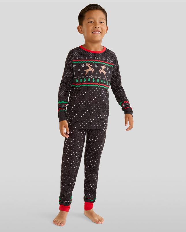 Toddler Boy's Fair Isle Rudolph Crew Neck Pajama Set