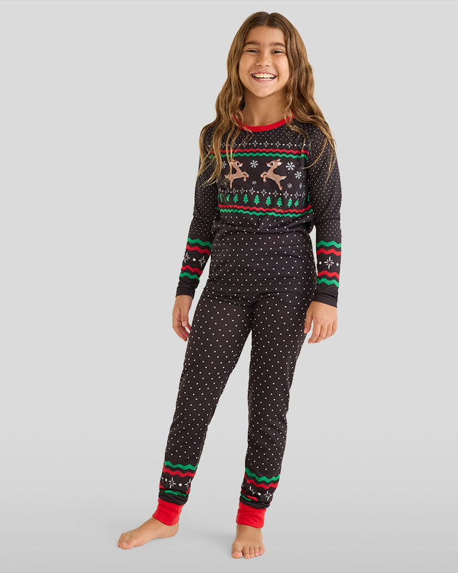 Pige Fair Isle Rudolph Crew Neck Pyjamasæt