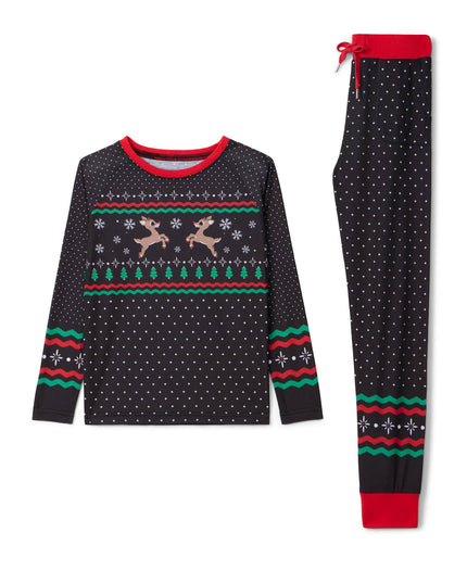 Boy's Fair Isle Rudolph Crew Neck Pajama Set