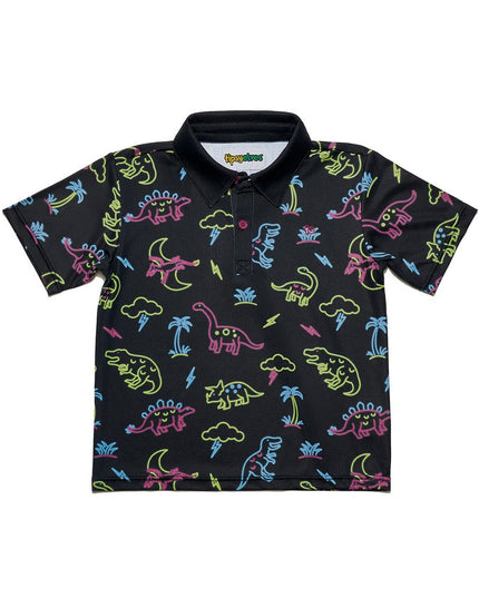 Tumling Drengs Neon Dinosaur Golf Polo