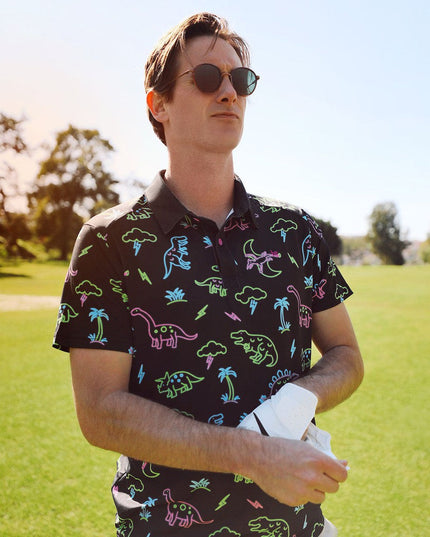 Men's Neon Dinosaur Golf Polo