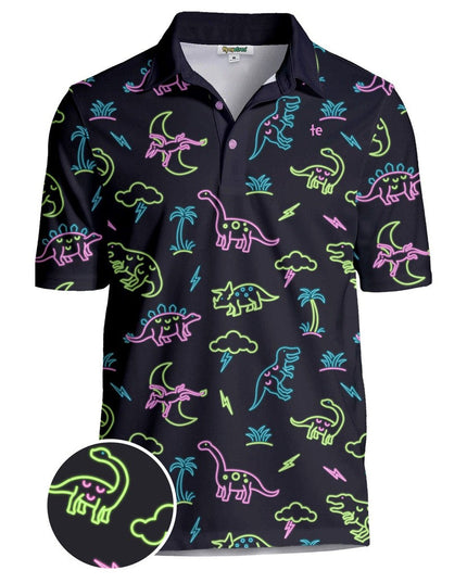 Men's Neon Dinosaur Polo Shirt