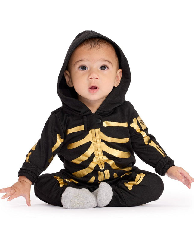 Baby drengs guld skelet kostume