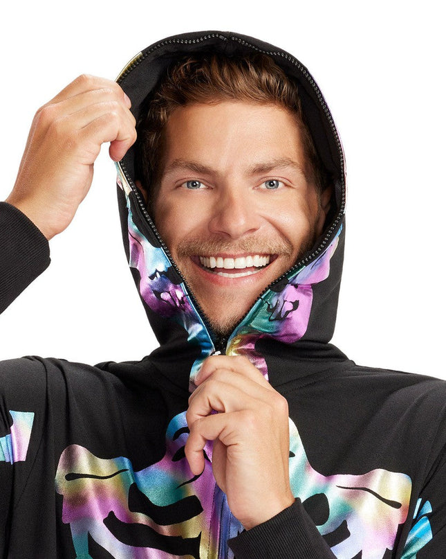 Herre Iriserende Skelet Kostume