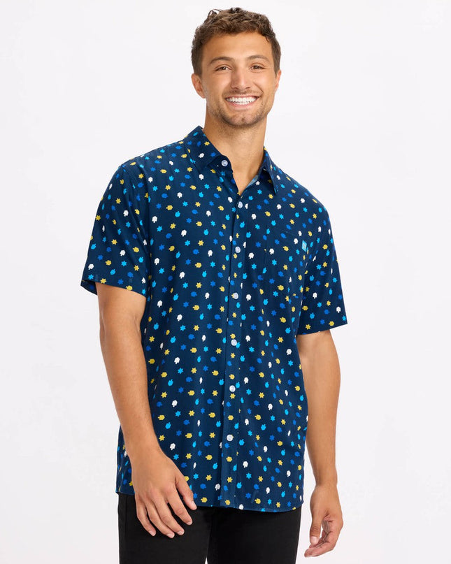 Mænds Dreidel Dekor Button Down Skjorte