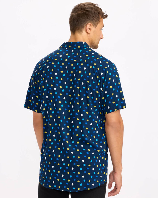 Mænds Dreidel Dekor Button Down Skjorte