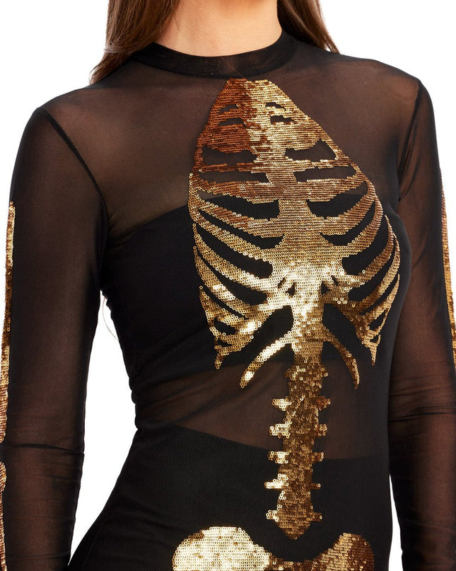 Gold Skeleton Mesh Costume
