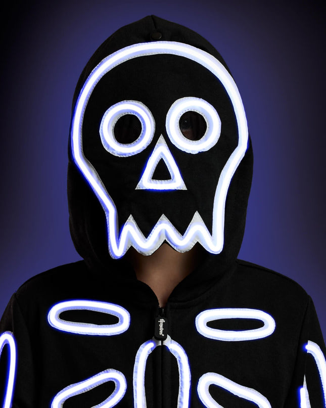 Boy's Neon LED Light Up Skeleton Costume