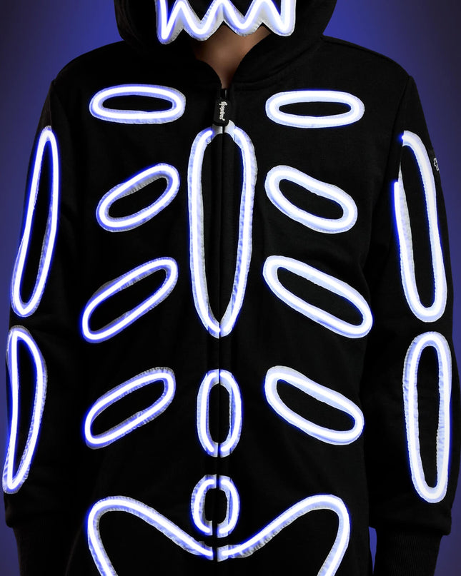 Boy's Neon LED Light Up Skeleton Costume