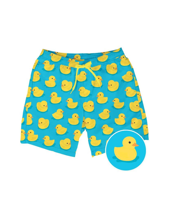 Rubber Ducky Stretch Swim Trunks With Liner - 7.5" Inseam