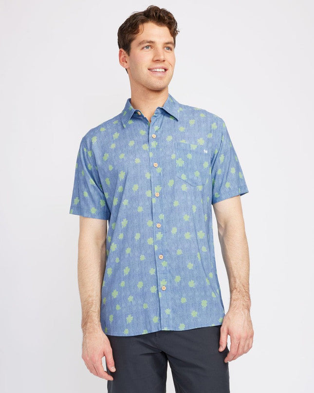 Herre Blå Kløver Button Down Skjorte