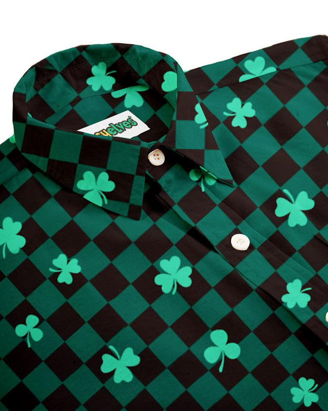 Mænds Ternet Kløver Button Down Skjorte