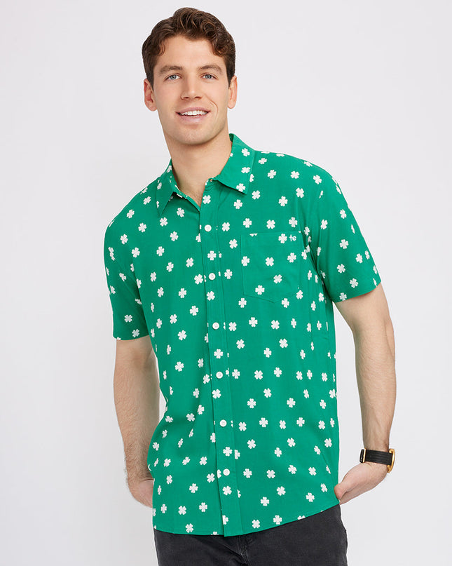 Mænds Grøn Crushin' Clovers Button Down Shirt