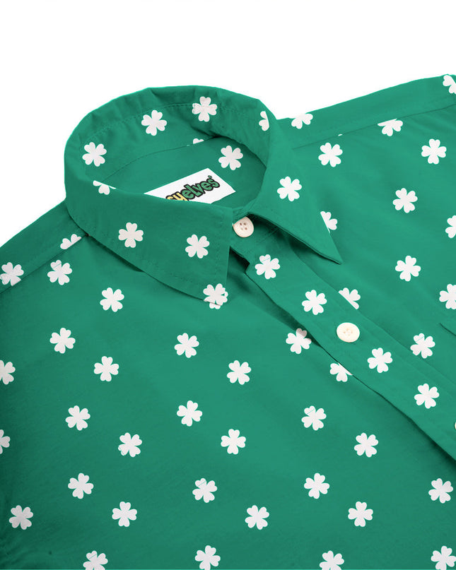 Mænds Grøn Crushin' Clovers Button Down Shirt