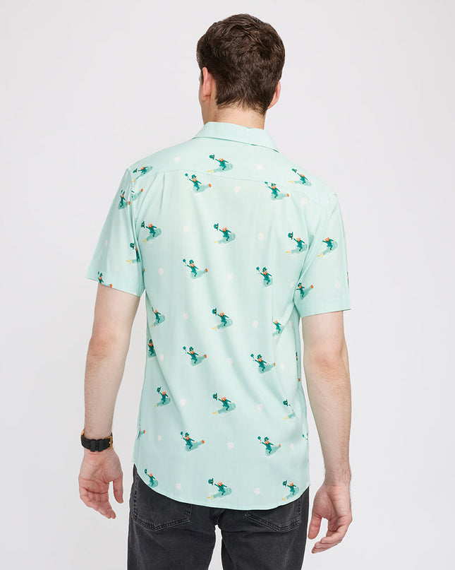 Mænds Leprechaun Liftoff Button Down Shirt