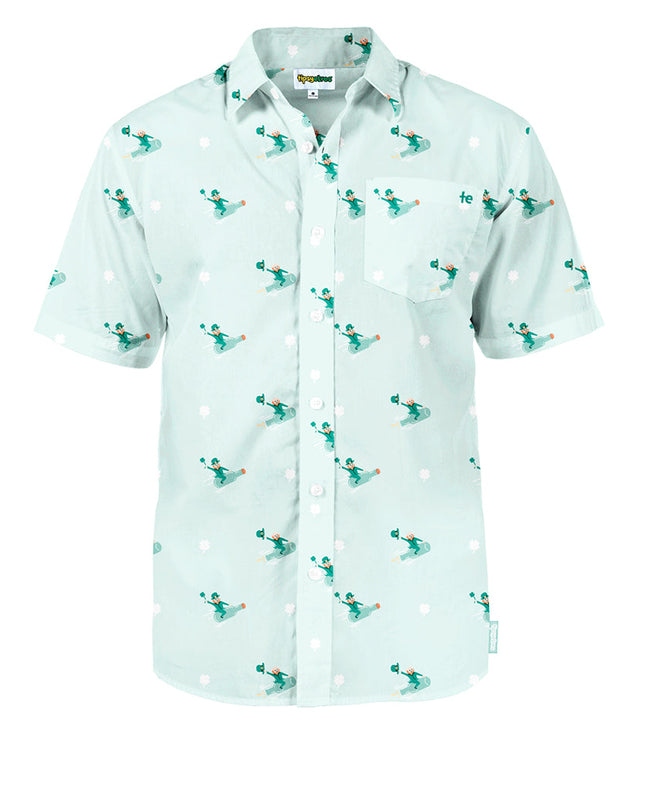 Mænds Leprechaun Liftoff Button Down Shirt