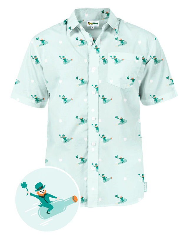 Mænds Leprechaun Liftoff Button Down Shirt