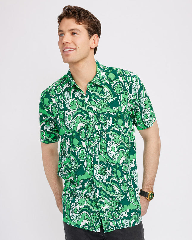 Mænds Retro St. Paddy's Button Down Skjorte