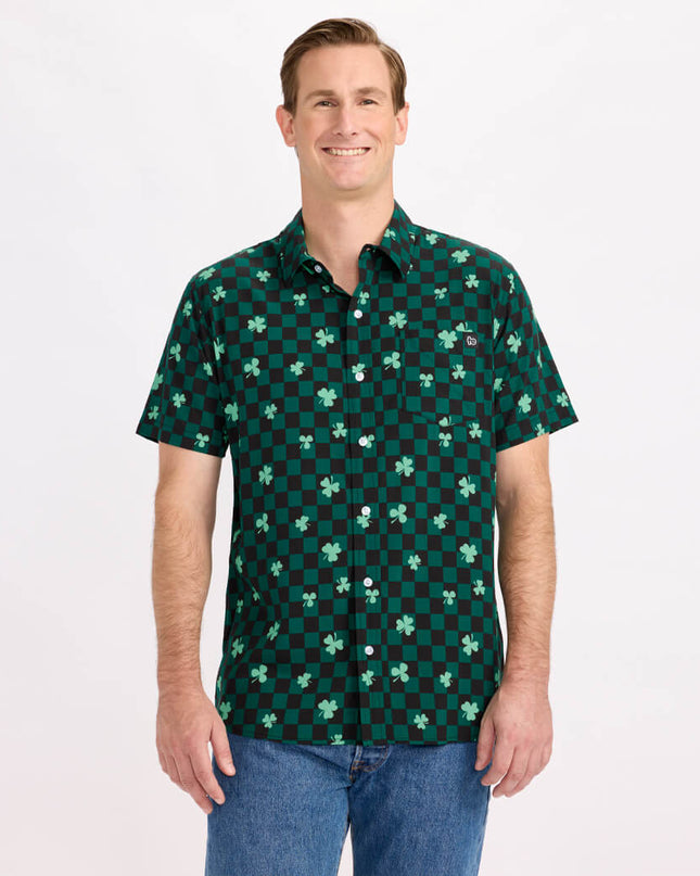 Mænds Ternet Kløver Button Down Skjorte