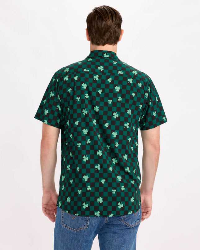 Mænds Ternet Kløver Button Down Skjorte