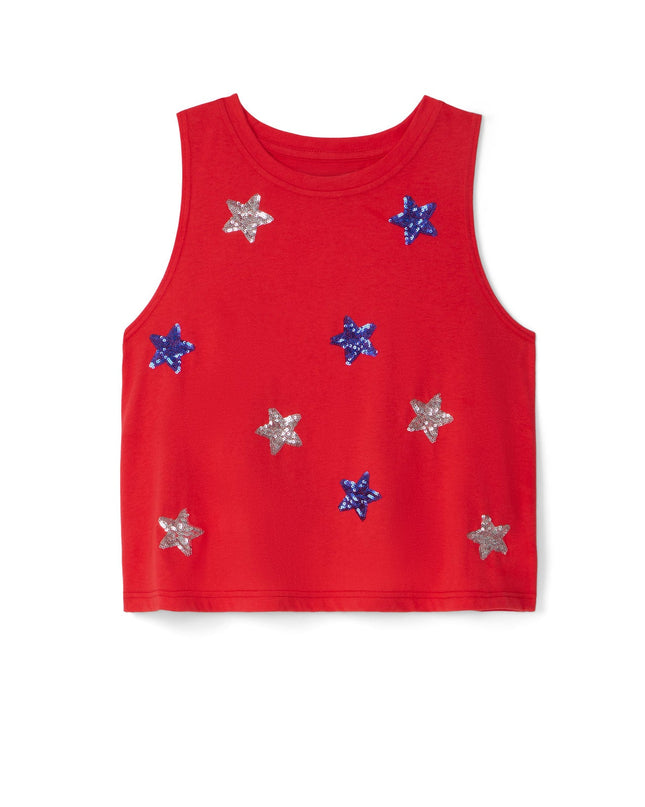 Women's Stars Of Summer Sequin Cropped Tank Top