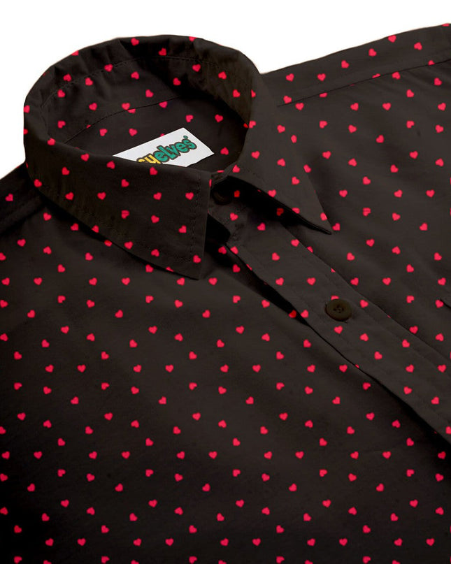 Mænds Confetti Heart Button Down Shirt