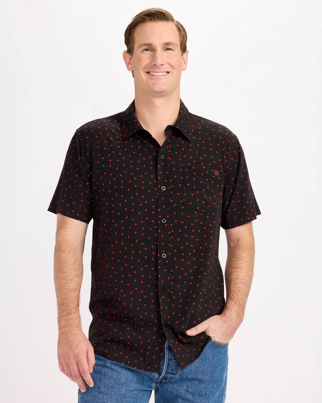 Mænds Confetti Heart Button Down Shirt