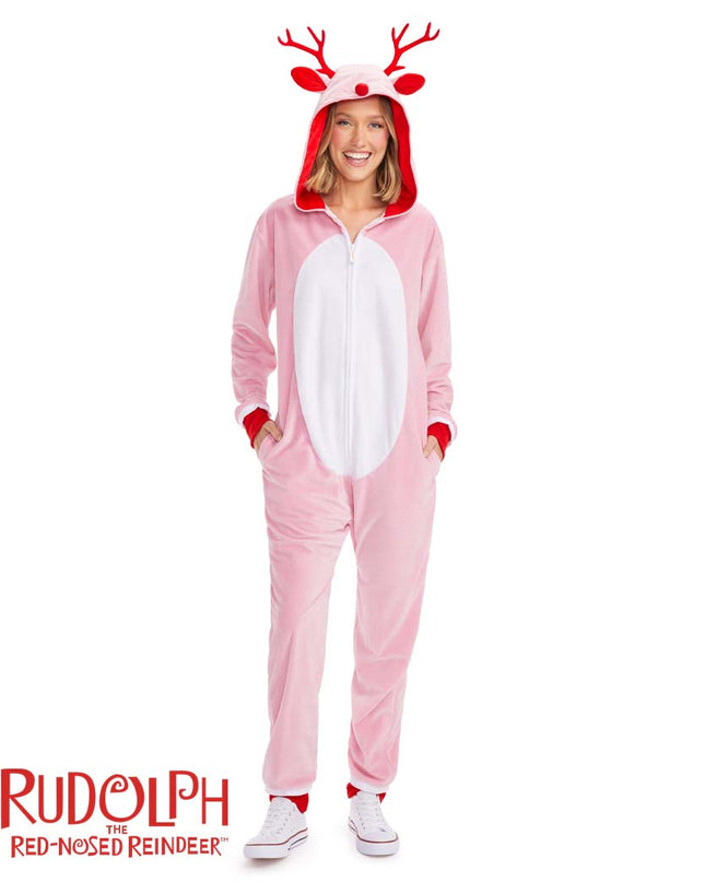Women's Pink Rudolph Jumpsuit