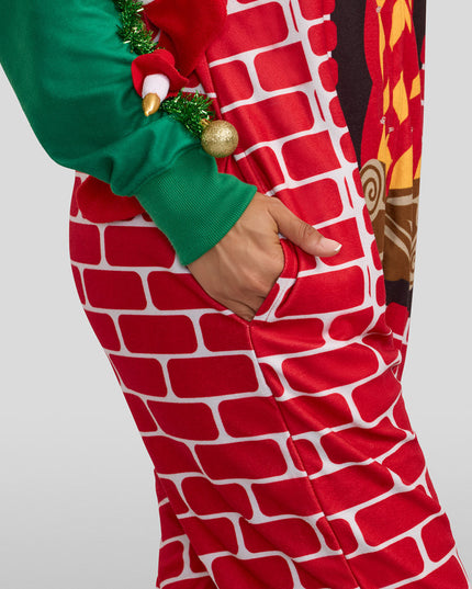 Women's Festive Fireplace Light Up Jumpsuit