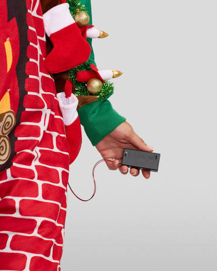 Women's Festive Fireplace Light Up Jumpsuit