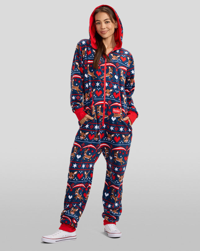 Women's Soaring Rudolph Christmas Jumpsuit