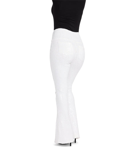 White Sequin Flare Leggings