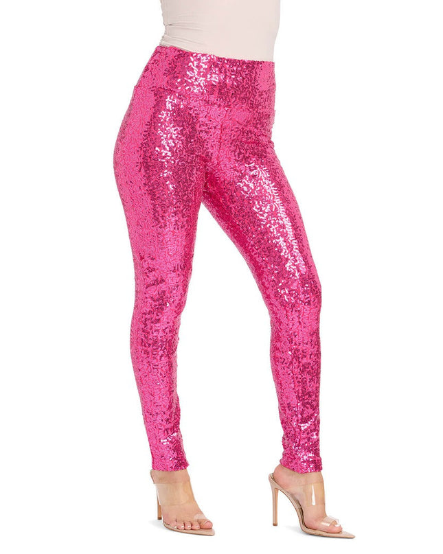 Lyserøde Paillet Høj Talje Leggings